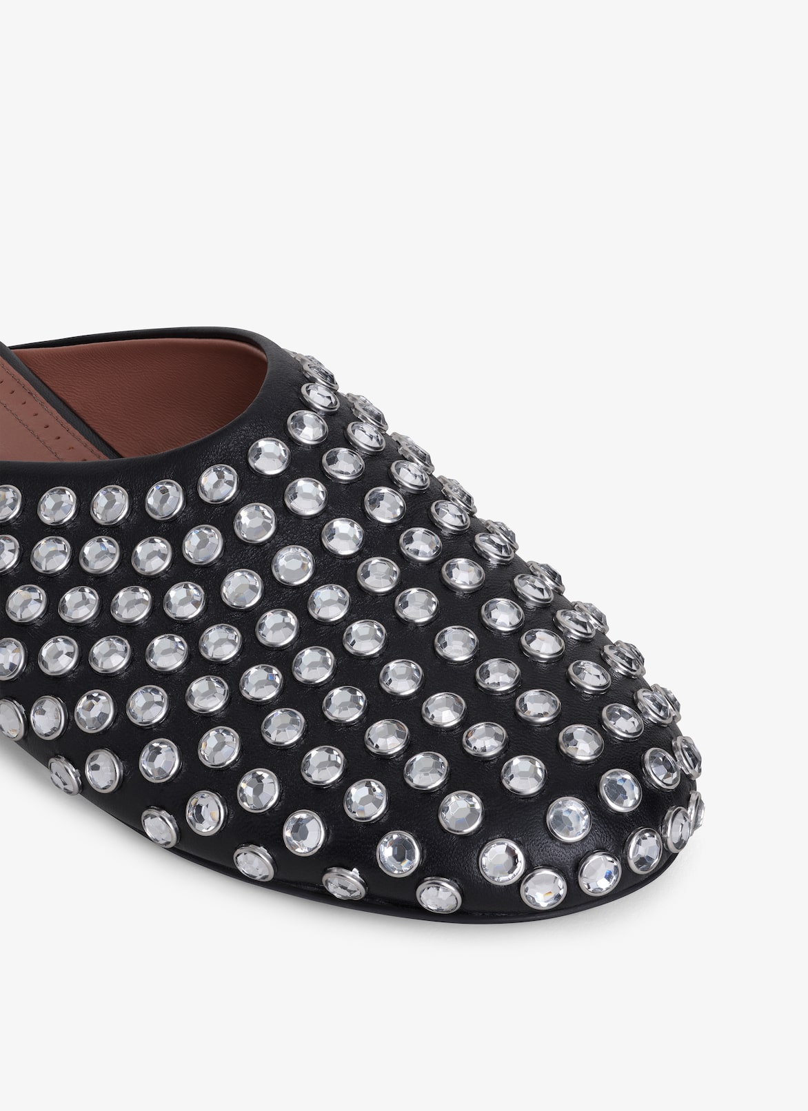 FLAT MULES IN STRASS LAMBSKIN ALAÏA BLACK FLAT MULES IN STRASS LAMBSKIN